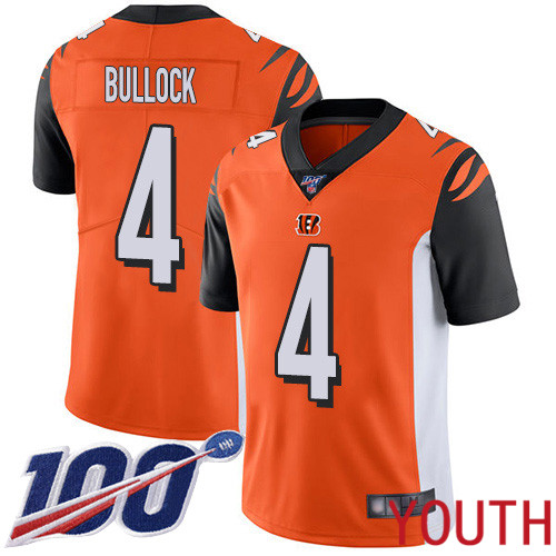 Cincinnati Bengals Limited Orange Youth Randy Bullock Alternate Jersey NFL Footballl #4 100th Season Vapor Untouchable->youth nfl jersey->Youth Jersey